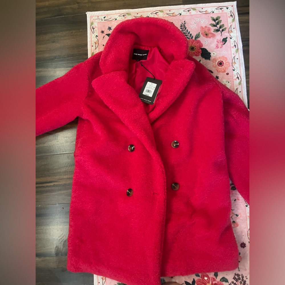 Who What Wear Vibrant Red Teddy Jacket